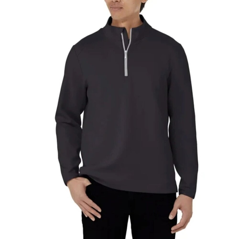 Kirkland Signature Men's S 1/2 Zip Pullover Black Scuba Sweatshirt M0428